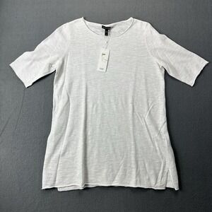 New Eileen Fisher Women Organic Linen and Cotton Blouse Shirt Short Sleeve Small